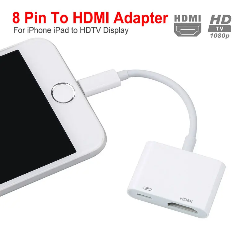 

NEW 8 Pin to Digital Adapter for Lightning to HDMI Cable for Apple iPhone HDMI Adapter Cable Audio Video Adapter