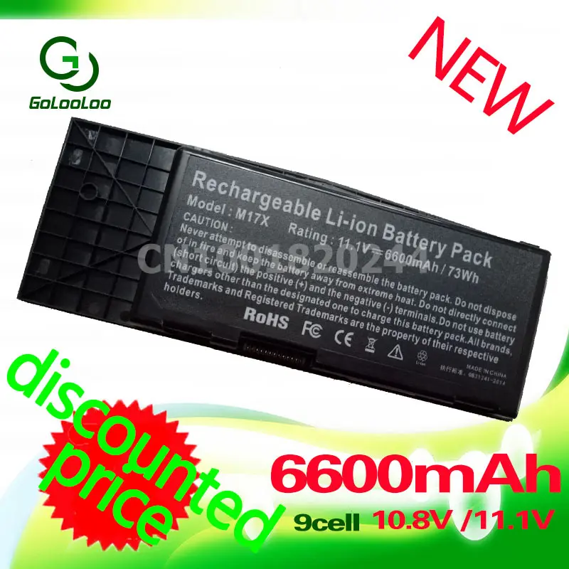 Golooloo 6600MaH 9 cell Laptop Battery for DELL BTYVOY1 Alienware M17X R3 R4 MX 17xR3 17xR4 318-0397 451-11817 7XC9N C0C5M | Компьютеры и