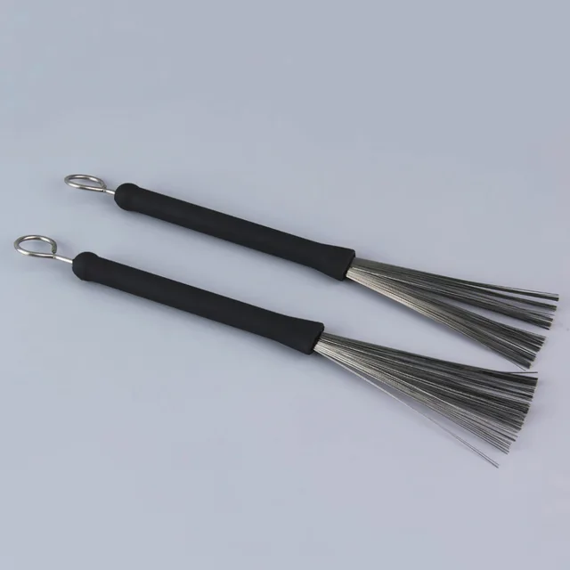1 Pair Rubber Handle Metal Wire Drum Throw Retractable Brushes Sticks Drop Shipping