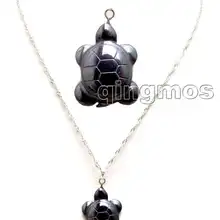 Распродажа Большой 21*28 мм Черепаха черный гематит Подвески и бесплатно 1" Посеребренная цепь-nec5731 опт/Розница
