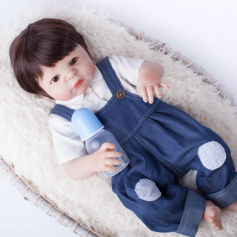 55 см силиконовая кукла Reborn Baby Boy игрушка как настоящая виниловая для