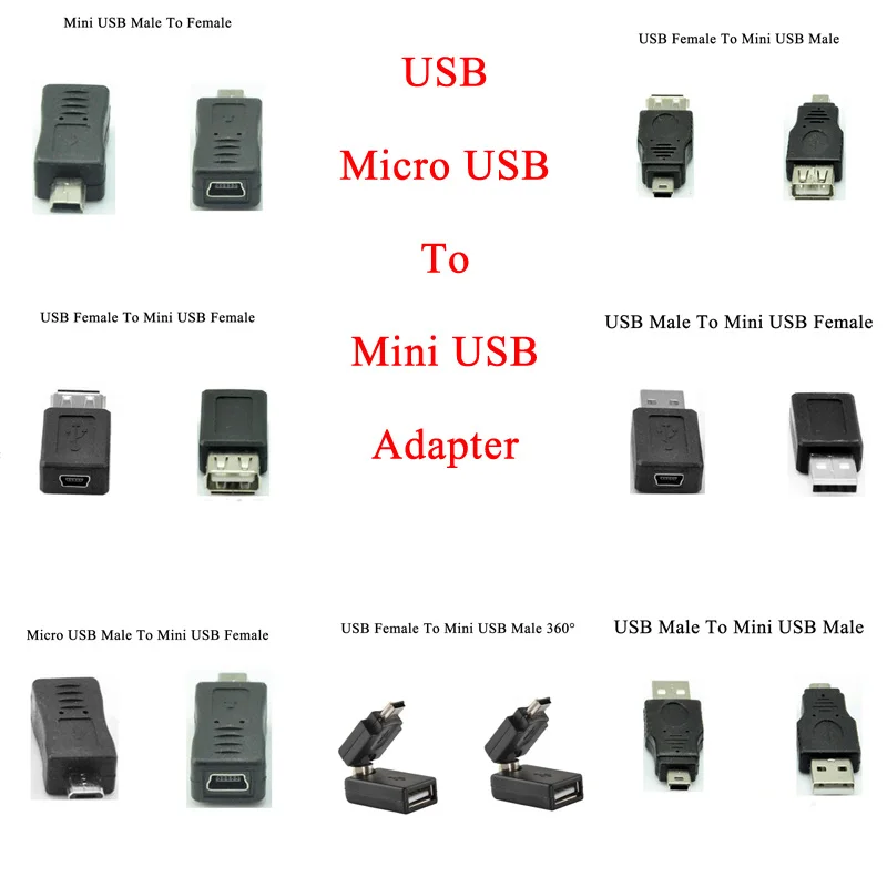 5 шт. Micro USB мужчина к мини-usb 5-контактный штекер Адаптер смены конвертер адаптер