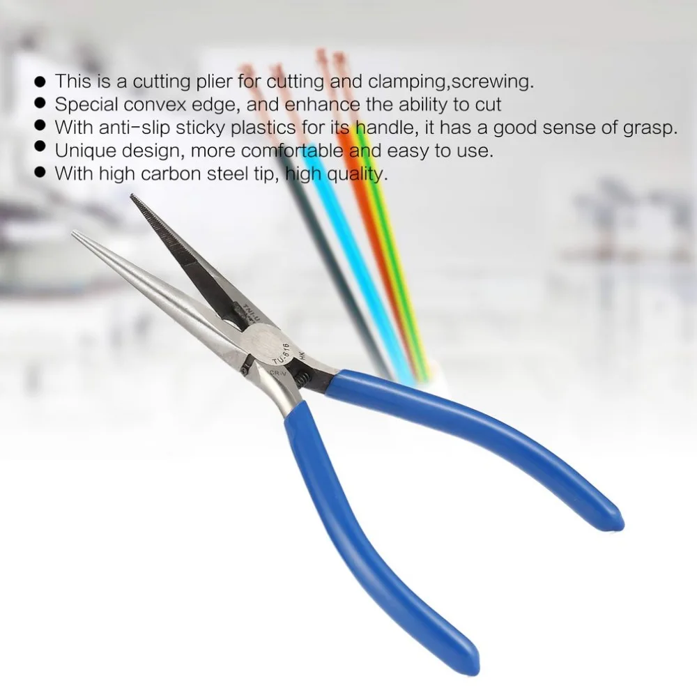 

TNI-U TU-616 200mm Sharp Nose Pliers Cutter Cutting Copper Cable Wire Repair Clamp High Carbon Steel Plier Hand Tools Nipper