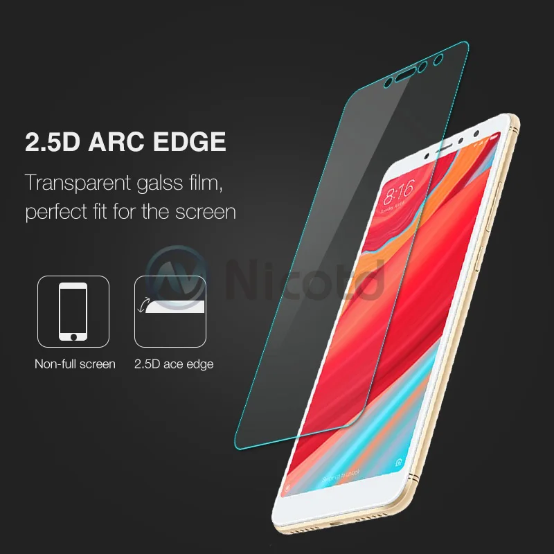 Nicotd Tempered Glass For Xiaomi Redmi S2 5.99 inch 2.5D 0.26mm 9H Premium Screen Protector protective film For Xiaomi Redmi S2 (4)