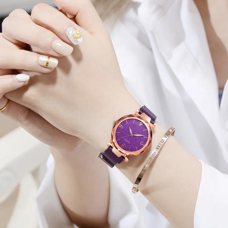 

Glitter Star Lady Watch Women Mesh Magnet Buckle Summer Casual Clock Luxury Diamond Quartz Women Watch Relogio Feminino 2019