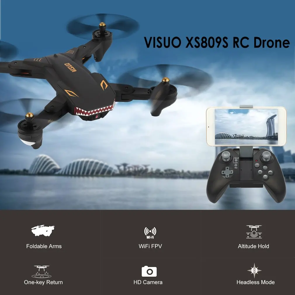 

VISUO XS809S RC Drone Wifi FPV Selfie Camera Altitude Hold Foldable Headless Mode One Key Return 3D Flip Quadcopter Mini Dron
