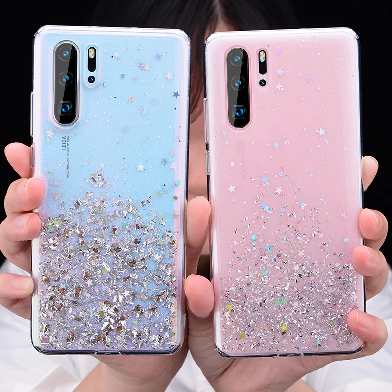 

Bling Glitter Case for Huawei P20 Lite P30 Silicon Crystal Sequins Soft Cover for Huawei P30 Lite P20 Pro Transparent Phone Case
