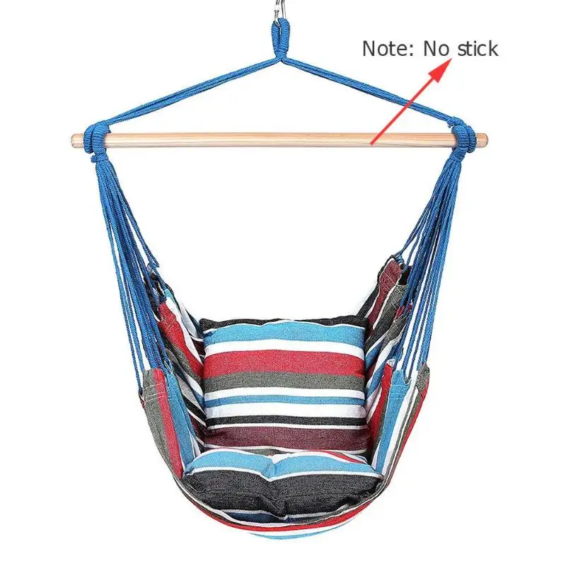 Гамак, подвесное кресло, кресло-качалка с 2 подушками для использования в саду, для использования в помещении, на открытом воздухе, для путешествий, кемпинга, гамак-качалка - Color: D with 2 Pillows