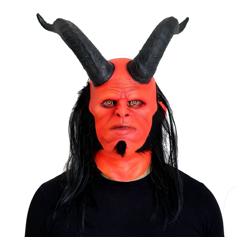 

Hellboy Mask Cosplay Costume Men Full Face Helmet Superhero Gloves Halloween Costume Props for Men Mask Hellboy Costumes Adult
