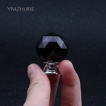 

10pcs 30mm Cabinet Knobs Sale Hot Black Elegant K9 Crystal Drawer Cabinet Knob Kitchen Handle Zinc Alloy Base Furniture