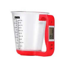 Многофункциональная кухонная электронная мерная чашка цифровой ЖК-дисплей ПК чашка питание от 1 кнопки батареи красный