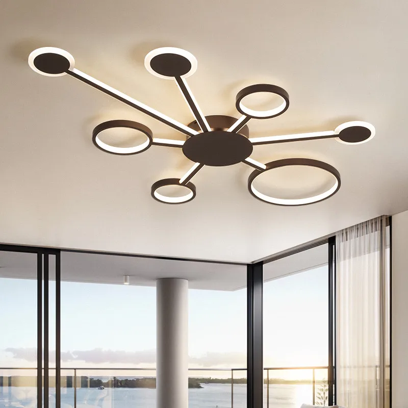 

New Design Led Ceiling Chandelier Lamps For Living Room Coffee Color Finished Modern Led Ceiling Lamp Fixtures lustre plafond
