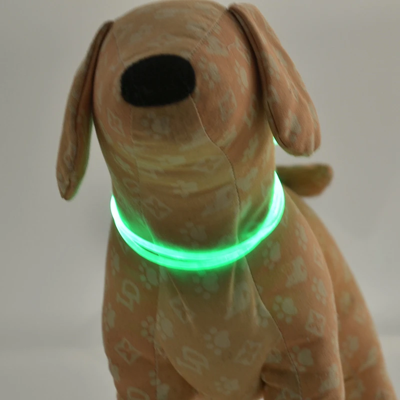 1 Pcs LED Pet Collar Adjustable Night Safety Dog Collar Luminous Light Up Pet Dog Bright Collar Leash Glow in  the Dark Outdoor