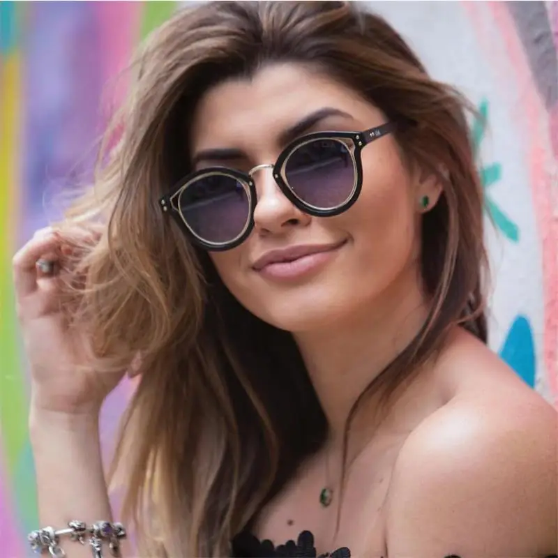 2018 Ретро Круглые Солнцезащитные очки женские винтажные градиентные