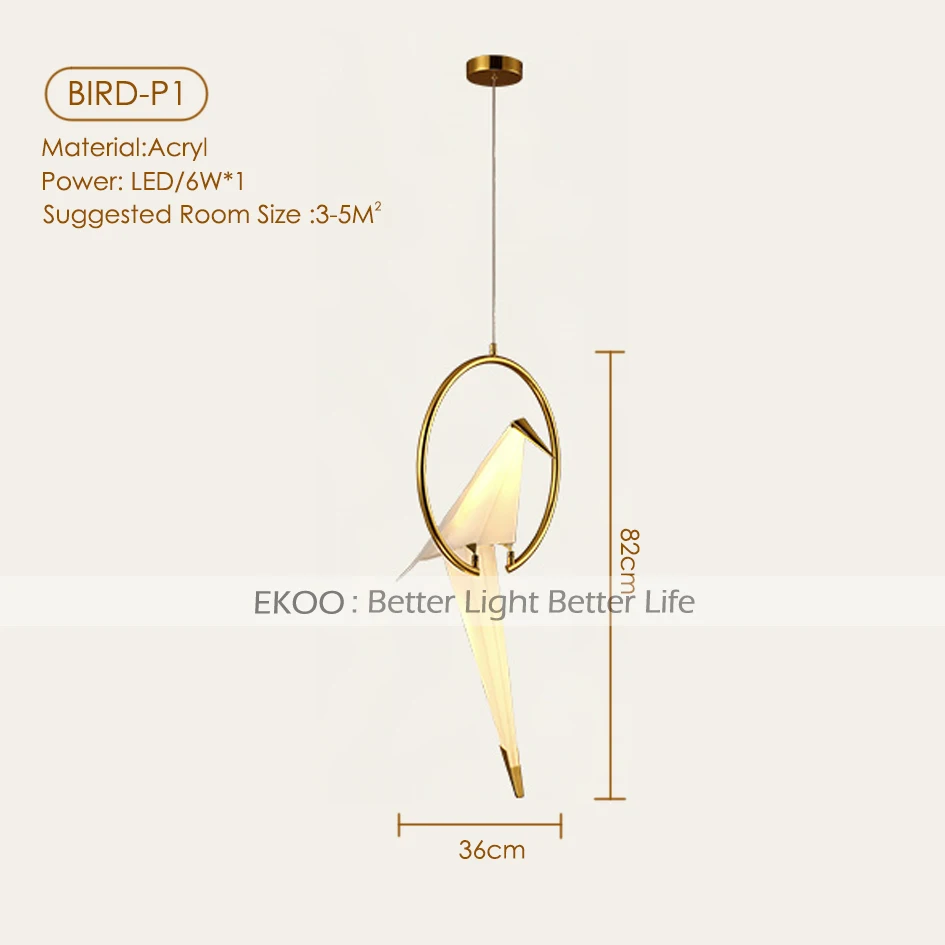 EKOO современный светодиодный подвесной светильник в виде птицы для ресторана, гостиной, столовой, детской комнаты, светодиодный подвесной светильник в виде птицы - Цвет корпуса: BIRD-P1