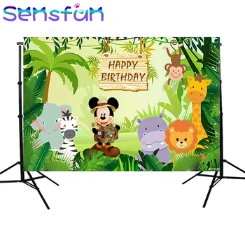 

Sxy0245 Jungles Backdrop Cartoon Animals kid 1st Birthday photography Backdrops Camo Mickey Photo Backdrop Background Vinyl