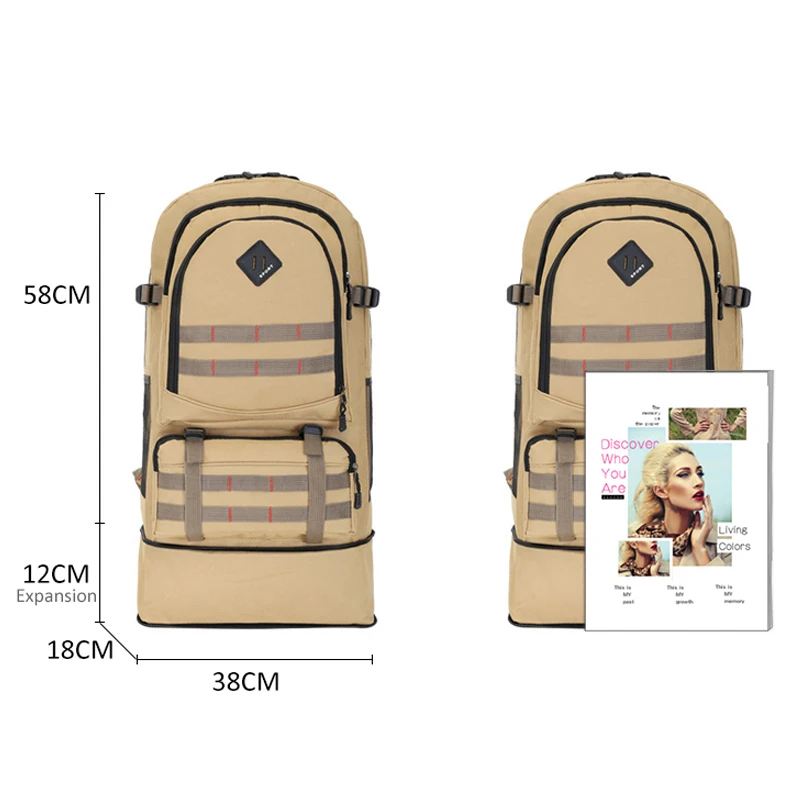  Large Capacity Camping Backpack Molle Hiking Rucksack Expandable Pocket Multi-function Mountaineeri