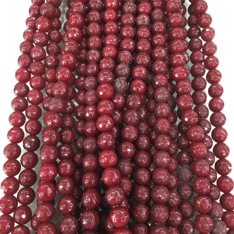 

Natural Section Deep Wine Red Smooth Cut Surface Natural Stone Beads 15" Strand 6/8/10/12MM Spacer Beads For Jewelry Making DIY