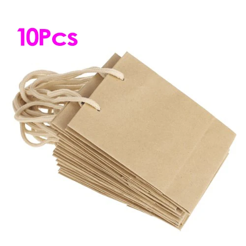 

10pcs Paper Gift Jewelry Party Bag Food Carrier Bags - Brown