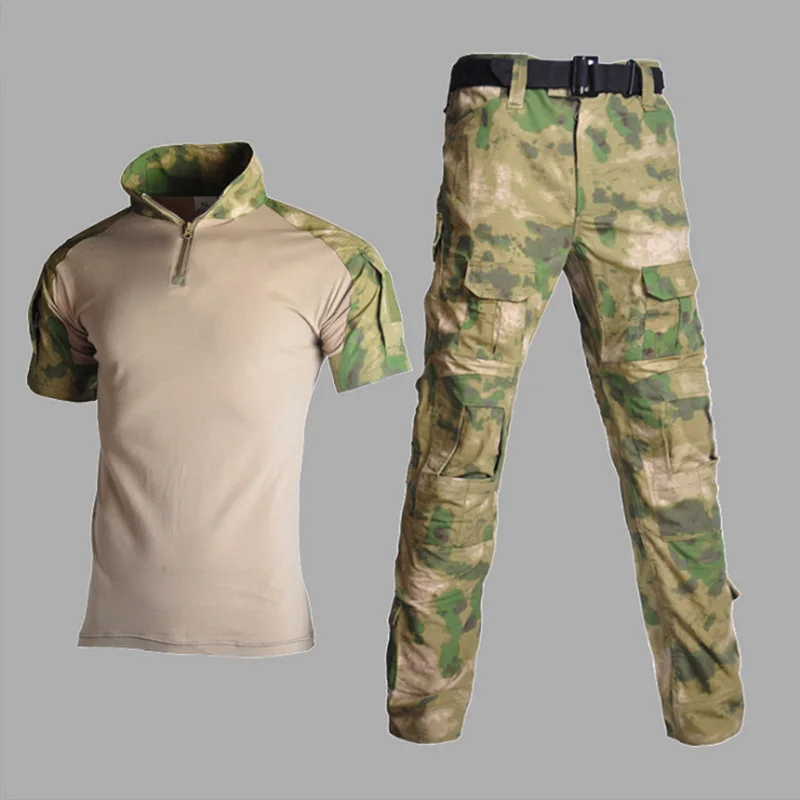 Тактическая Военная Униформа Летняя короткая рубашка армейская боевая униформа тактические штаны с наколенниками камуфляжная одежда для охоты