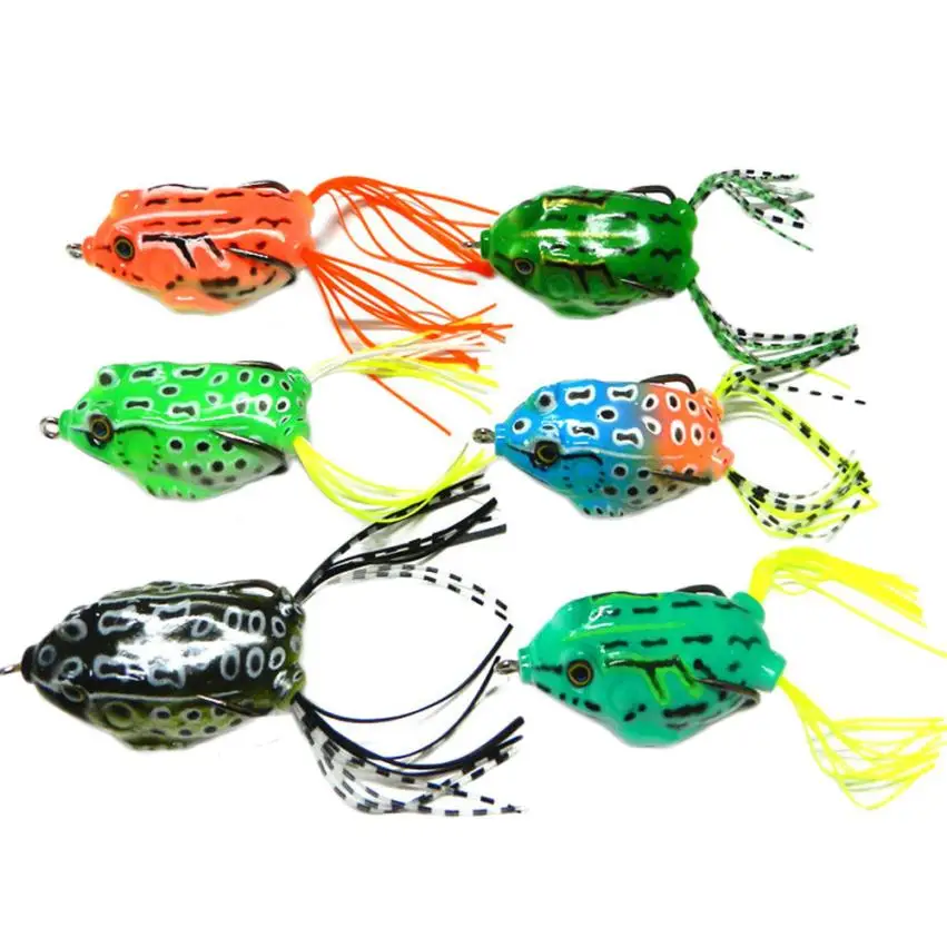 Top Quality Weedless Hook Design 6PCS/ Set Frog Snakeheads Bait Fishing