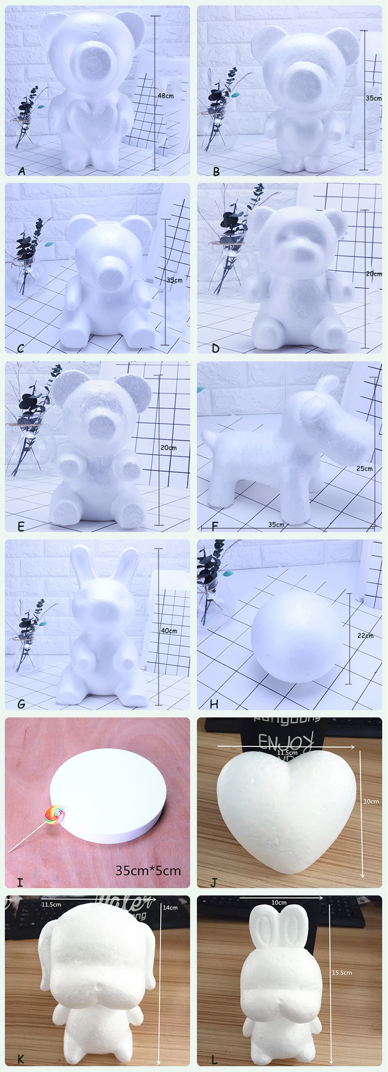 JAROWN Rose Flower Bear Mould DIY Handmade Foam Hug Bear Valentine's Birthday Gift Puppy Heart Shaped Home Wedding Decoration (15)