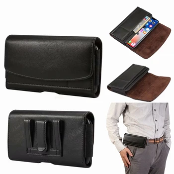 Universal Ponsel Sarung Case untuk Iphone Samsung Premium Leather Pouch Case dengan Klip Sabuk dan Pemegang Kartu