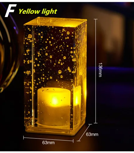 Креативный светодиодный Ночной светильник, перезаряжаемый цветной светильник, Хрустальная настольная лампа для ресторана, бара, декоративная лампа, внутренний/уличный светильник ing - Испускаемый цвет: Цвет: желтый