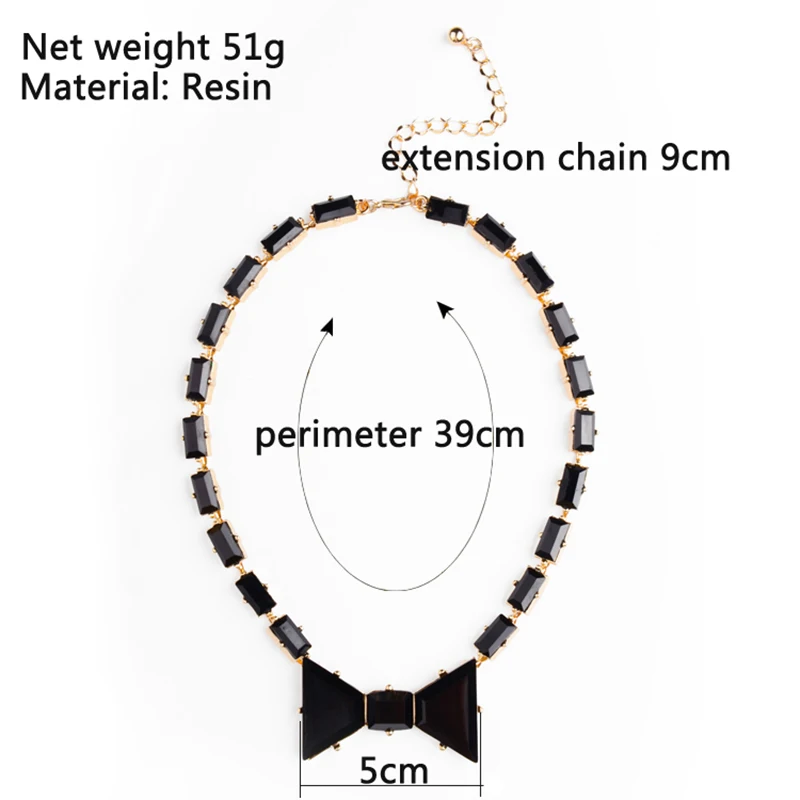 Marte& Joven классическая черная подвеска с бантом ожерелье s для женщин Золотая цепочка с квадратным плетением массивные аксессуары для изготовления украшений