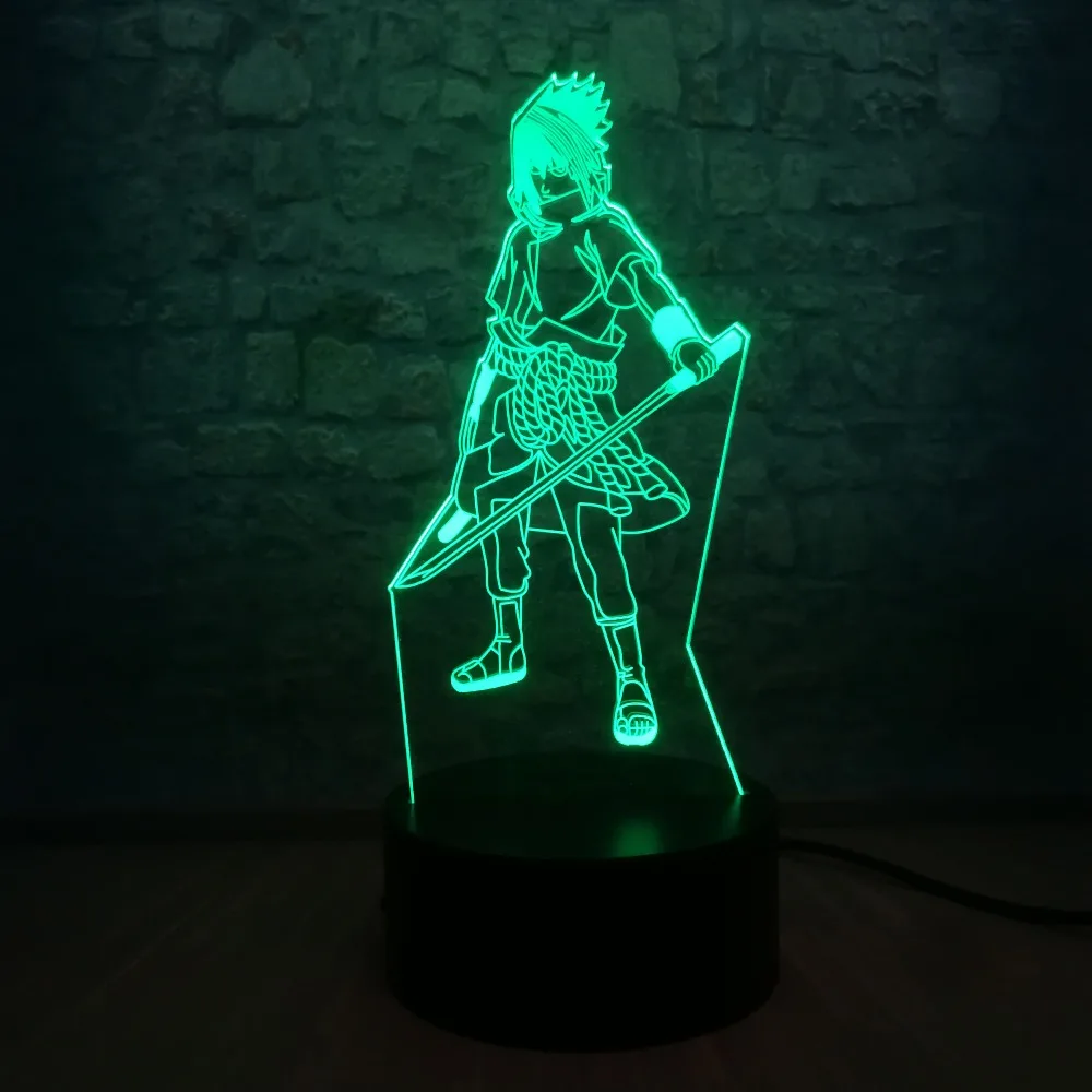 3D Наруто Uchiha Sasuke модель светодиодный светильник USB зарядка 7 цветов меняющий