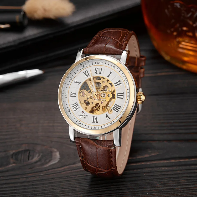 

GEDIMAI Brand Men Watches Automatic Mechanical Watch Tourbillon Sport Clock Leather Casual Business Wristwatch Relojes Hombre