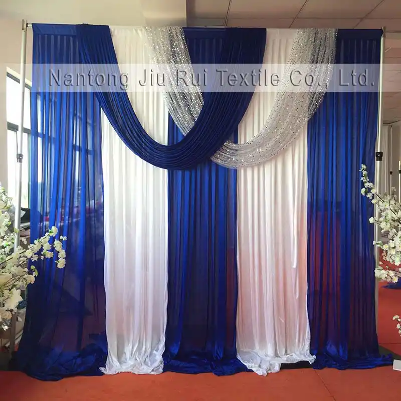 3mh X3mw Royal Blue Y Silver Sequin Swags Cortinas Matrimonio