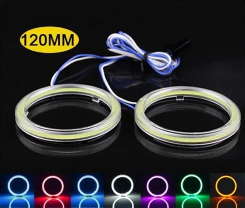 

1 Pair 12V 120mm Angel Eye Ring Kit Auto Headlight Amber COB Chip LED Light Lamp With Lampshades For BMW