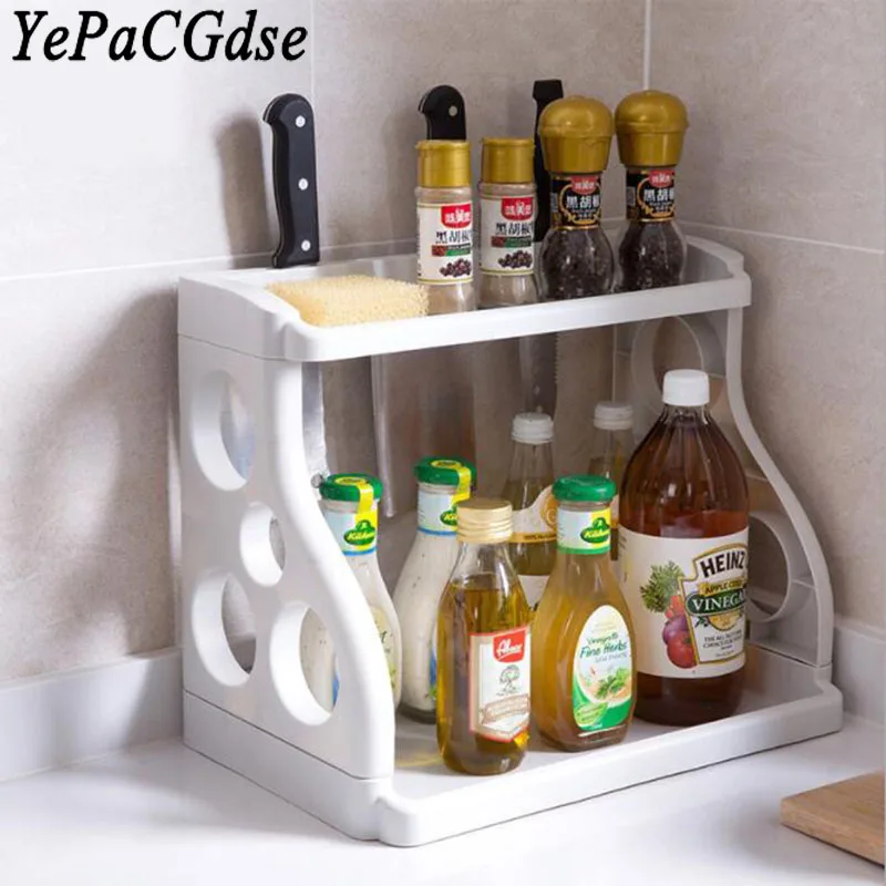 

Multifunctional double kitchen racks cruet storage rack plastic knife rack seasoning rack