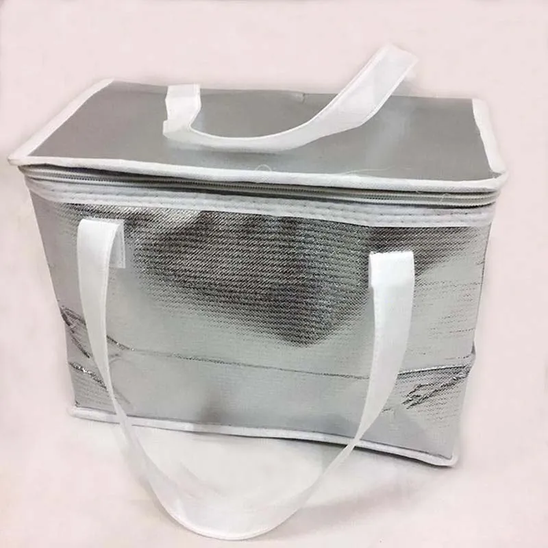 

9L portable lunch bag silver small cooler bag meal drinks fresh carrier insulated cool bag ice pack cans holder thermal ice bag