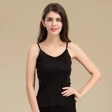 Hoffen сезон: весна–лето женские шелковые бретели твердые трикотажные Основные Топ Повседневное тонкий комфортно шелковые майки M-XL WS235