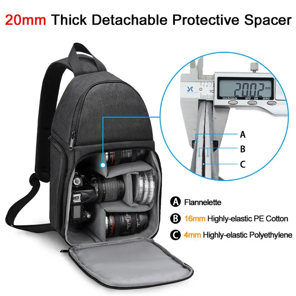 

CADEN D15 Photo Camera Sling Bag Shoulder Cross Cover DSLR Soft Men Women Bag for Canon Nikon Sony SLR camera backpack shoulder