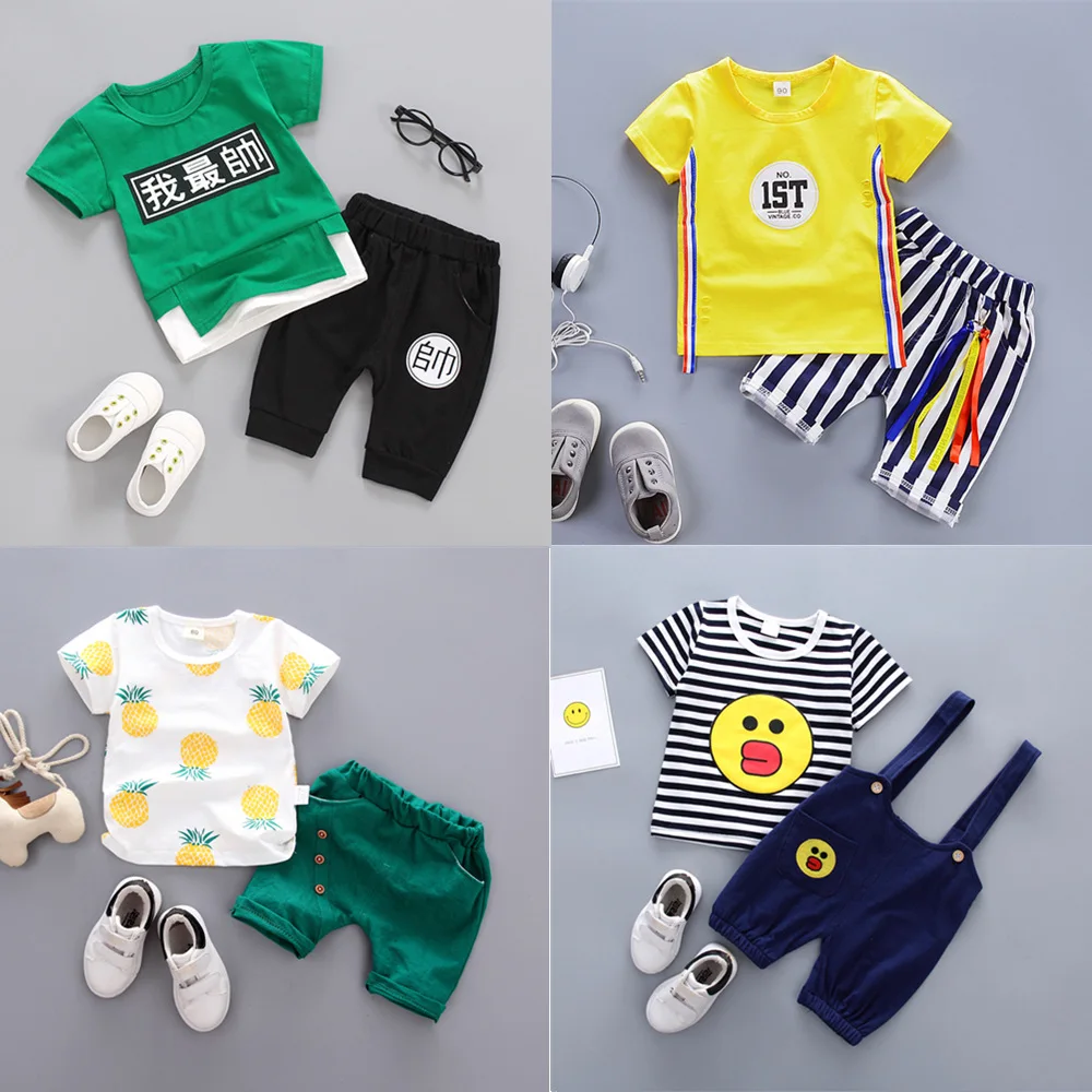 

Short Sleeve Suit for Children, Two Suits for Boys and Girls In Summer, 2-34-5 Year Old Suit for Children