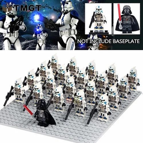 

21Pcs/Lot Star Wars Clone Trooper Military Army Darth Vader With Weapon Light Sword Legoings Building Blocks Toys For Children