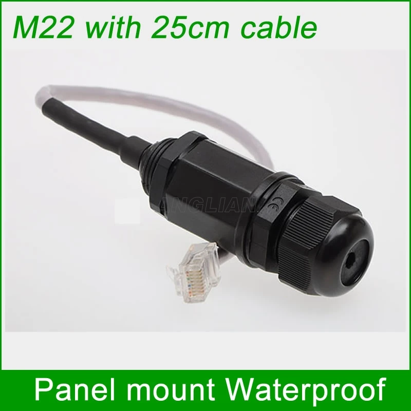 

M22 Ethernet LAN RJ45 Waterproof Connector with 25cm Cable high quality IP68 Protect AP box plug Outdoor Bridge Interface 100pcs