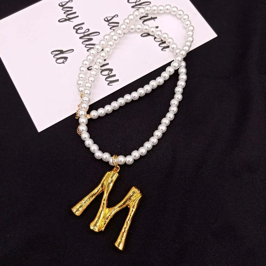 Новинка, изысканное винтажное жемчужное ожерелье, Корейская версия ветровой сети, красная звезда с буквой М, жемчужное ожерелье 528 - Окраска металла: M
