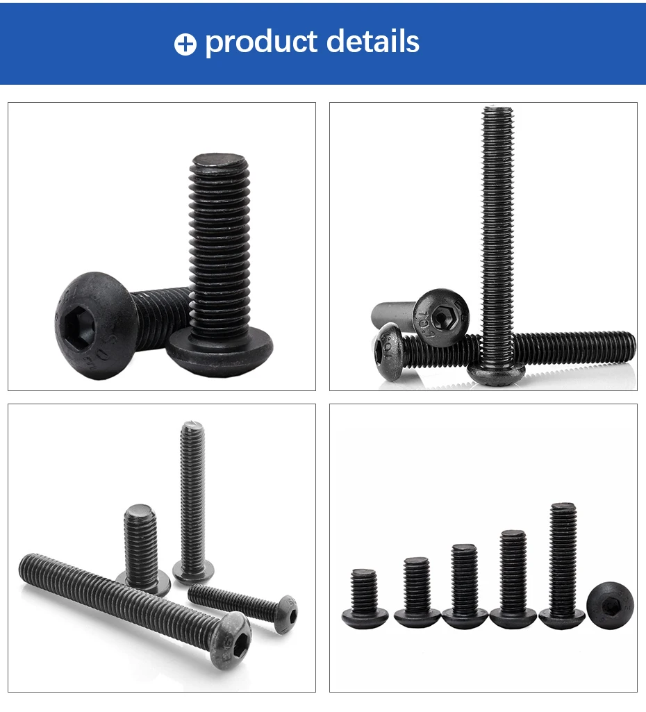 Полукруглой головкой с шестигранной головкой колпачковый винт с внутренним шестигранником с шестигранной головкой гриб круглый противень метрической резьбы болт машины сплав Сталь черный 10,9 класса M2 M2.5 M3 M4