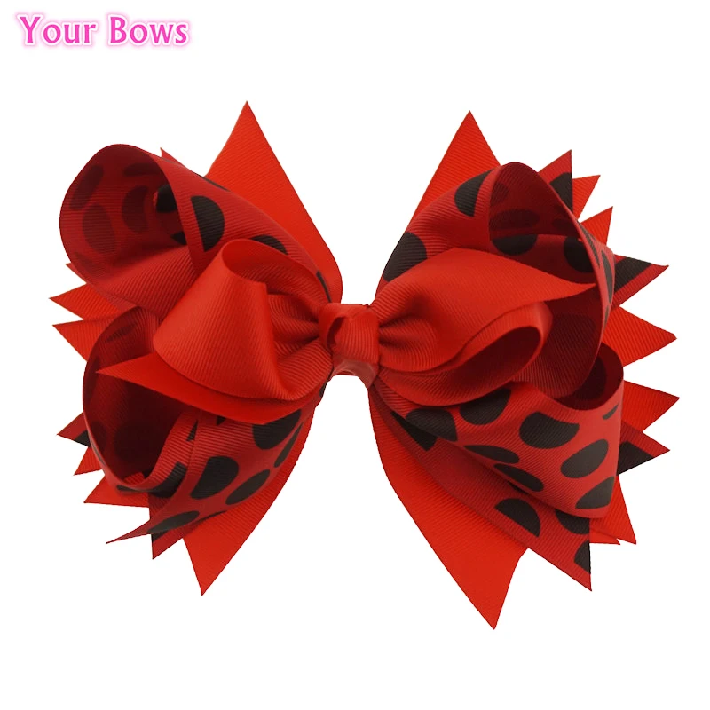 

Your Bows 1PC 8 Inches Big Hair Bows Cheerleading Bows Red Black Dots Grosgrain Ribbon Bows For Girls Hairpins Hair Accessories