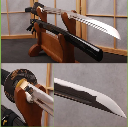 Online Brandon Schwerter 1060 Carbon Stahl Messer Sharp Welle Hamon Klinge Japanische Katana Schwarz Full Tang Ausbildung Samurai Schwert Metall Deco