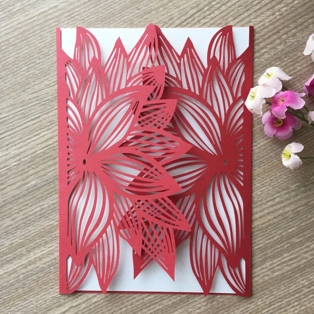 35 шт. красные, Вырезанные лазером красивый дизайн цветочный узор свадебные приглашения карты элегантное поздравление с днем рождения наборы открыток вечерние украшения