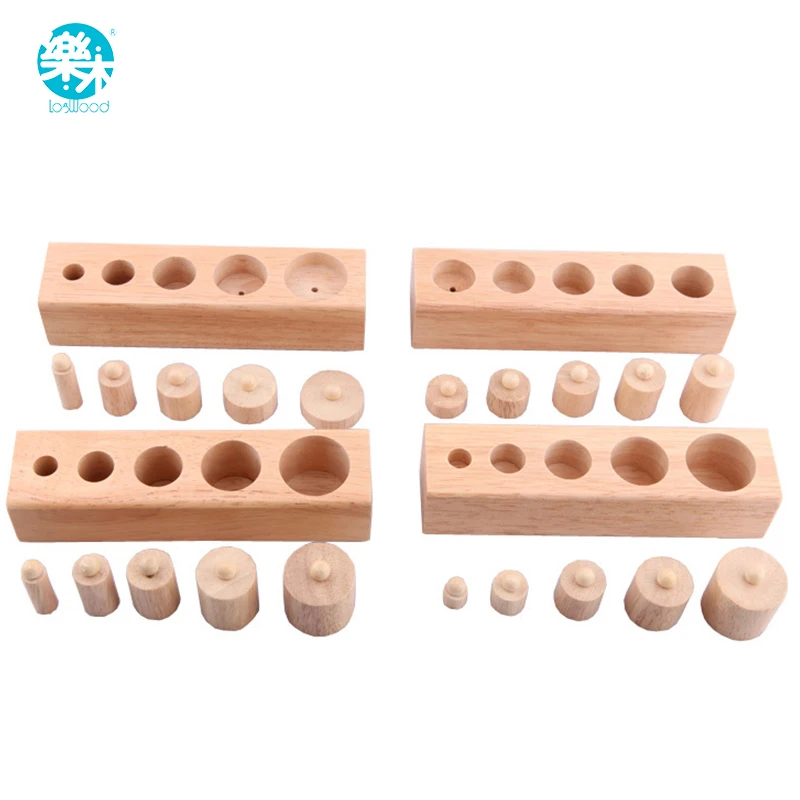 LOGO WOOD Wooden font b toys b font Montessori Educational Cylinder Socket Blocks font b Toy