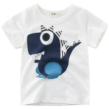 

Boys T Shirt Summer Tees Boy Clothing Cartoon Dinosaur Print Girls T Shirt Clothes Short Sleeve Baby Children Clothing 2-10 Year