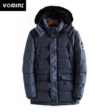 Vomint Новинка зимы мужские парки для мужчин длинные толстые куртки Arm значок толстовка черный мех животных Открытый Военная Униформа теплые пальт