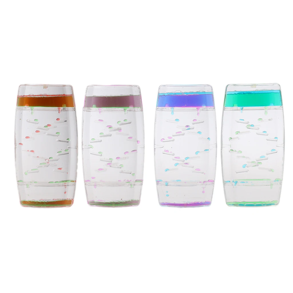 Acrylic Creative Square Floating Oil Liquid Bubbler Motion Timer Hour Glass Ladder for Kids Children Novelty Gift