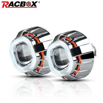 

RACBOX 3 inch H1 HID Bi Xenon Projector Lens with White Red Blue Double Angel Eye CCFL Square Styling Headlight For Automobile